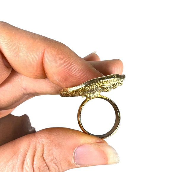 Scaasi CN Large Gold Gem Flat Textured Ring 5 3/4 - Picture 5 of 5